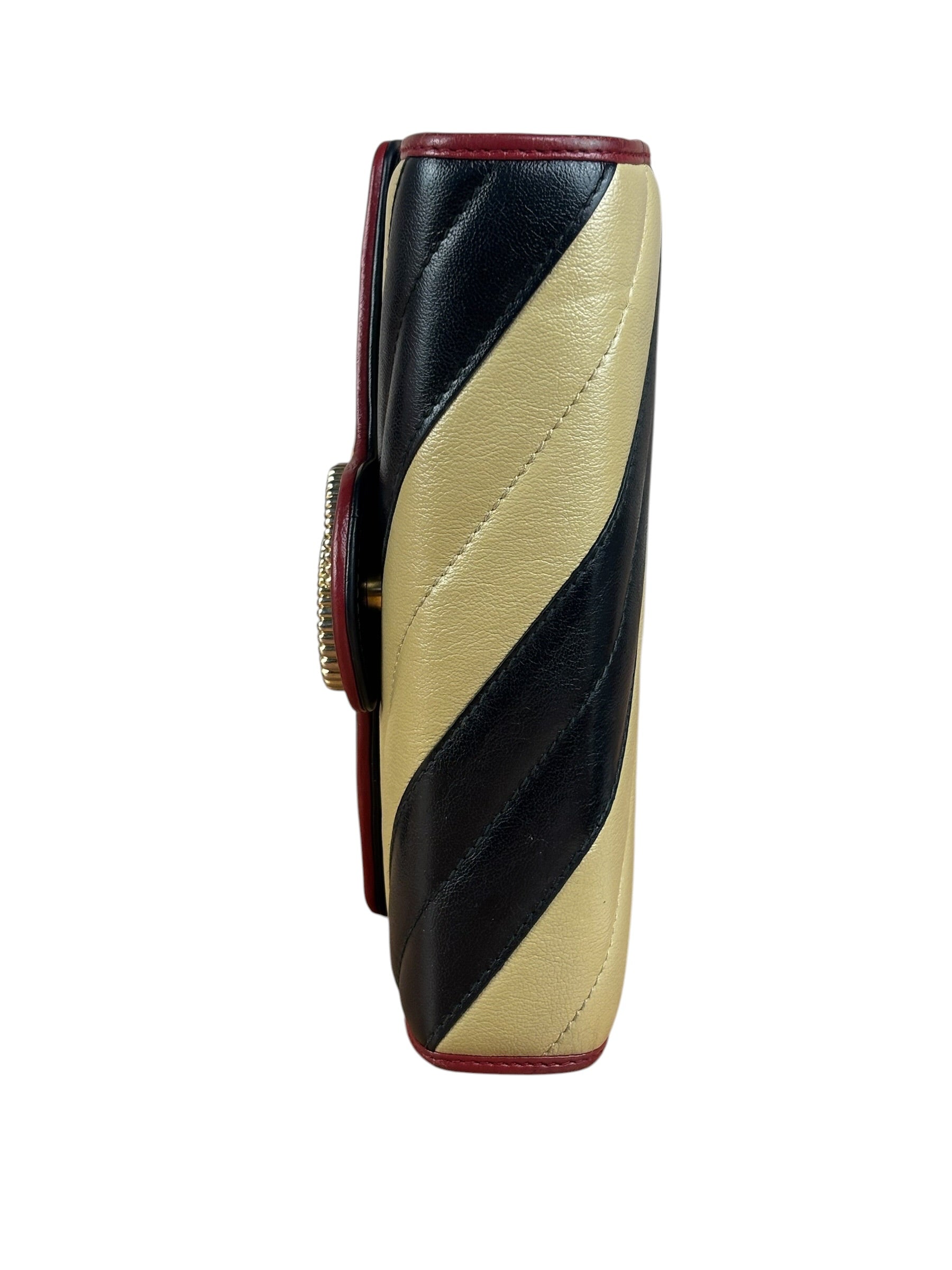 Gucci Stripped Multicolor Marmont Wallet on Chain