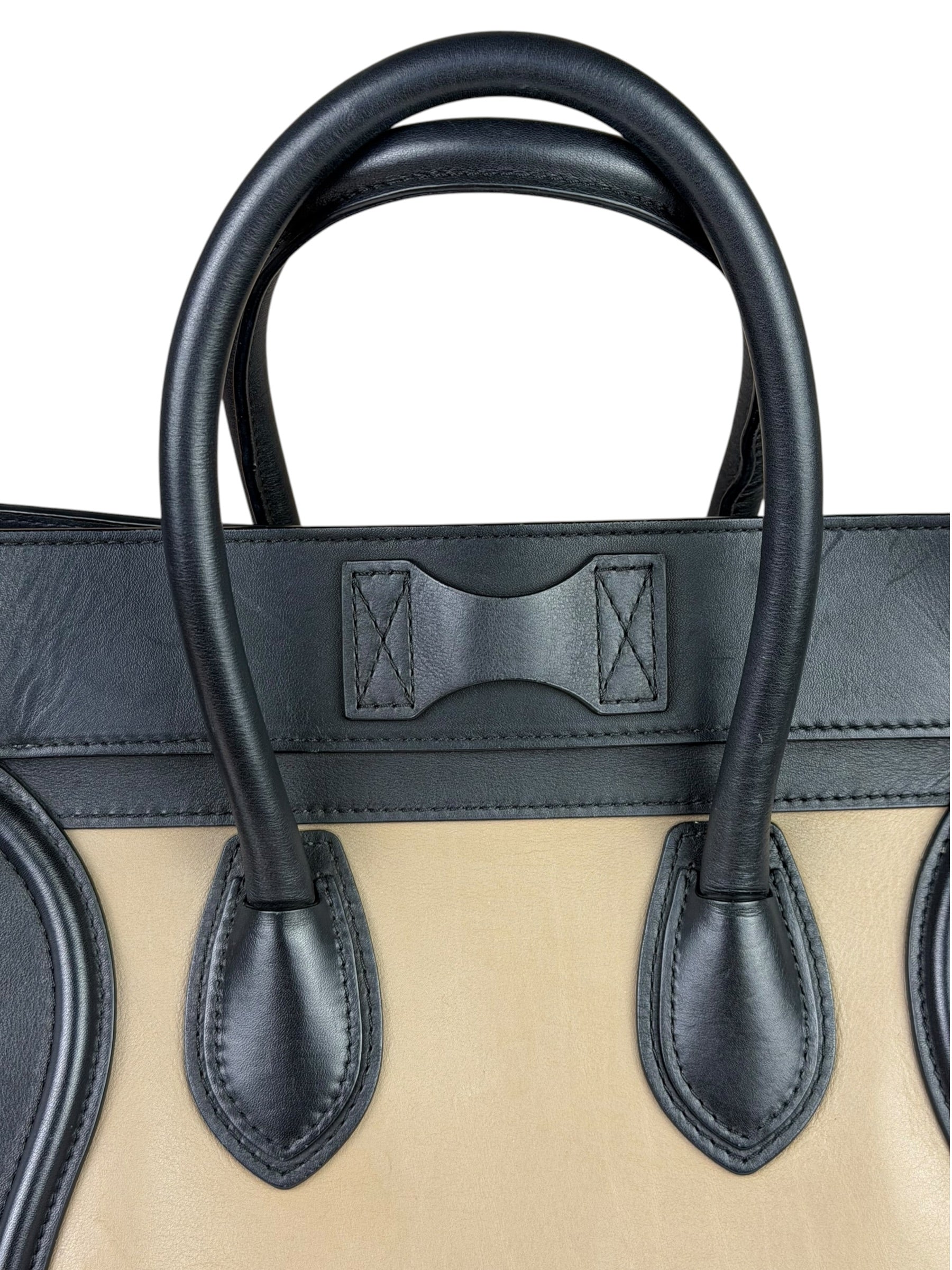Celine Calfskin Leather/Suede Tri-Color Luggage Tote Bag
