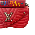 Louis Vuitton Red Leather New Wave Chain Flap Bag MM