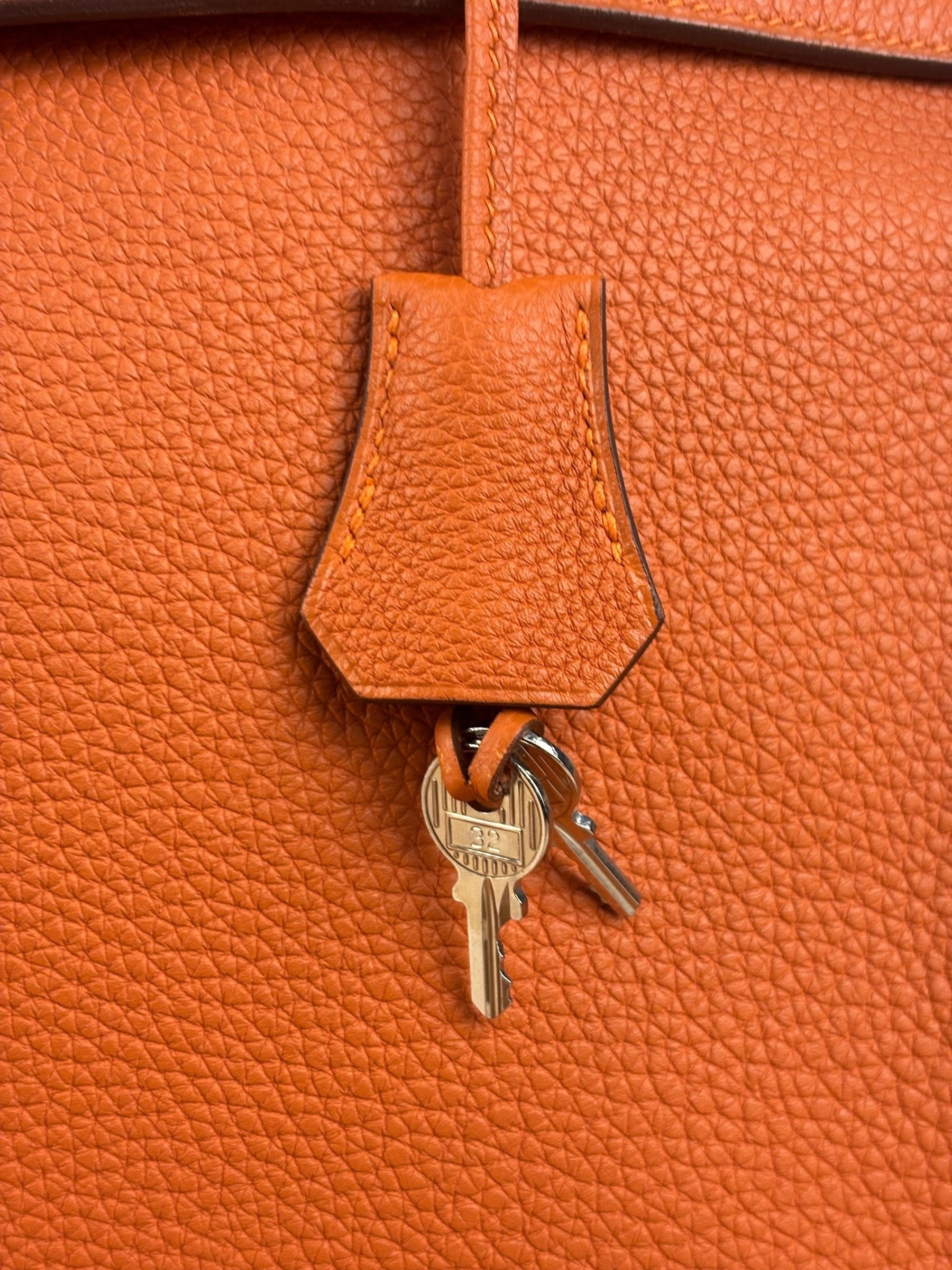 Hermes 2011 Orange Togo Leather Palladium Kelly 35