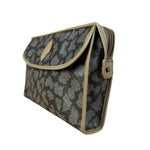 Yves Saint Lauren Vintage Gray Giraffe Printed Leather Clutch