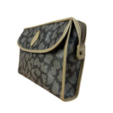 Yves Saint Lauren Vintage Gray Giraffe Printed Leather Clutch