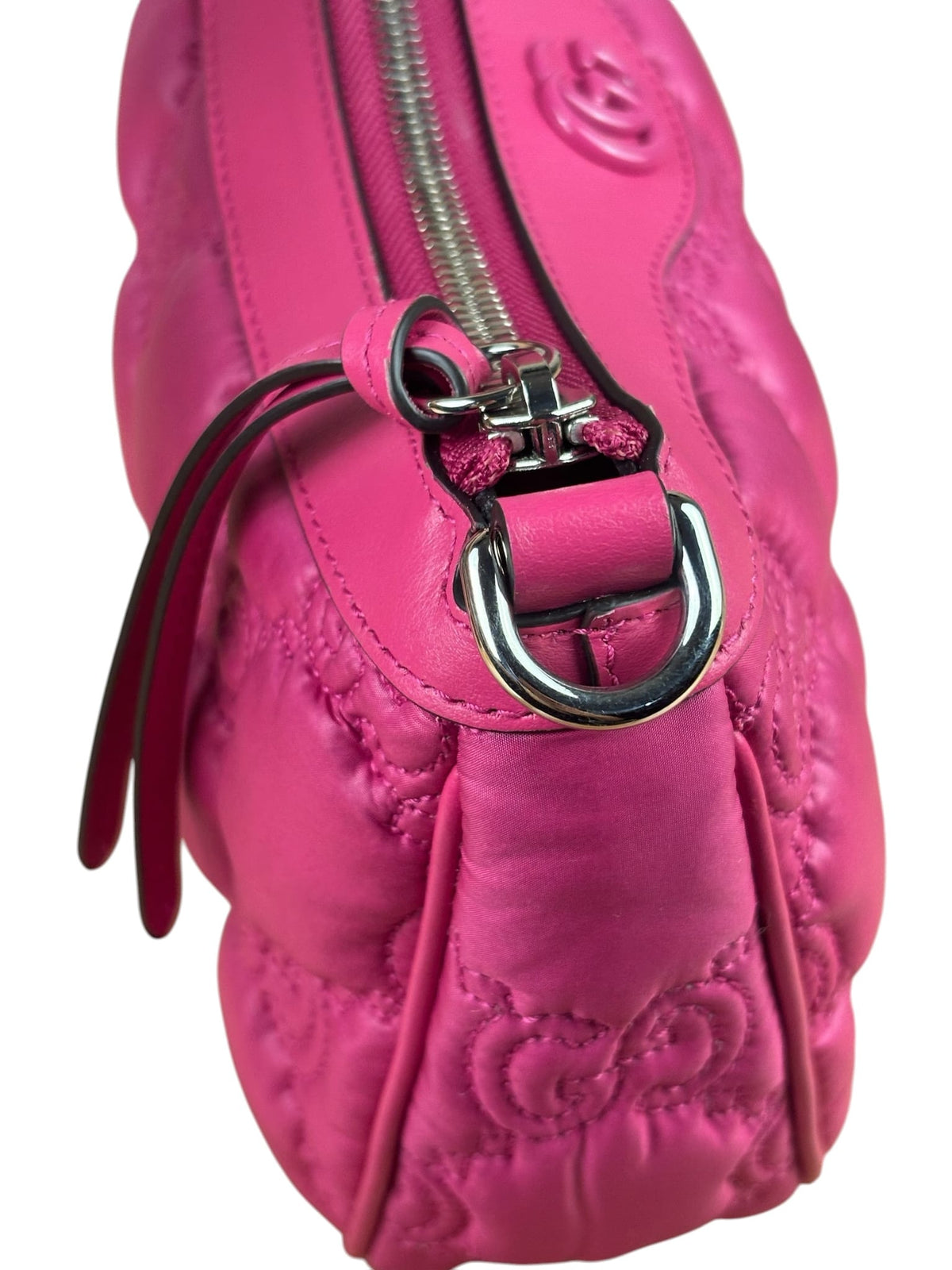 Gucci Pink Leather Trim/Nylon GG Matelasse Shoulder Bag