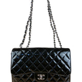 Chanel Black Patent Quilted Leather Classic Flap Bag 2009