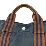 Hermes Vintage Blue/Brown Fourre-Tout Canvas Tote Bag MM