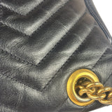 Gucci GG Black Marmont Leather Medium Shoulder Bag