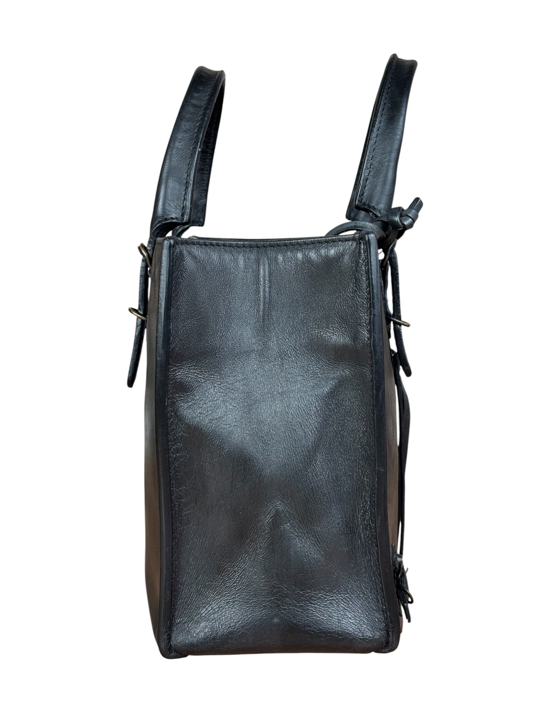 Balenciaga Black Leather papier A4 Tote Bag