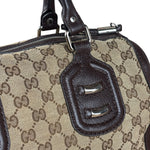 Gucci GG Leather Trim Canvas Techno Boston Handbag