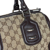 Gucci GG Leather Trim Canvas Techno Boston Handbag