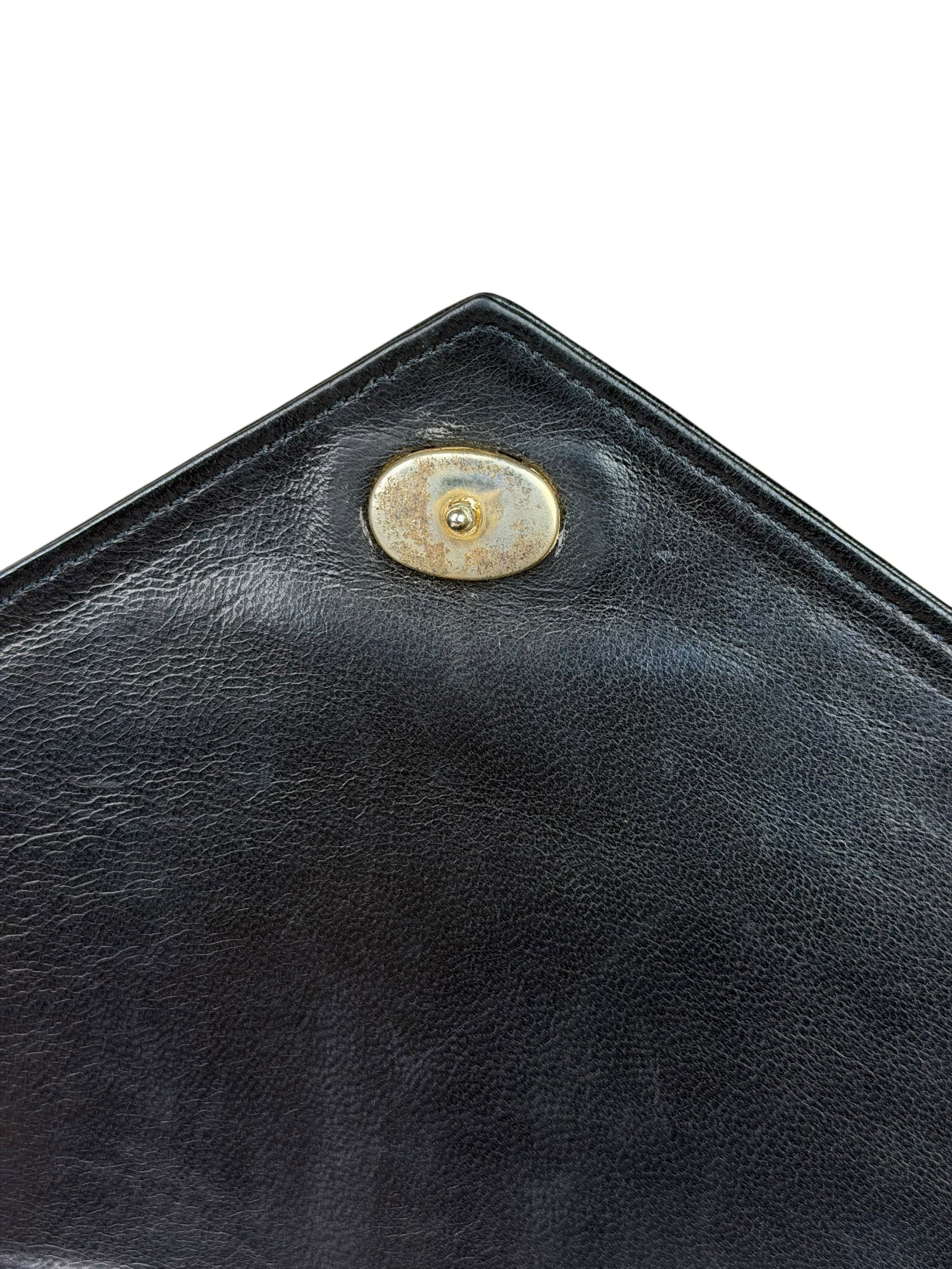 Chanel Black Lizard Leather Envelope Flap Bag 1986