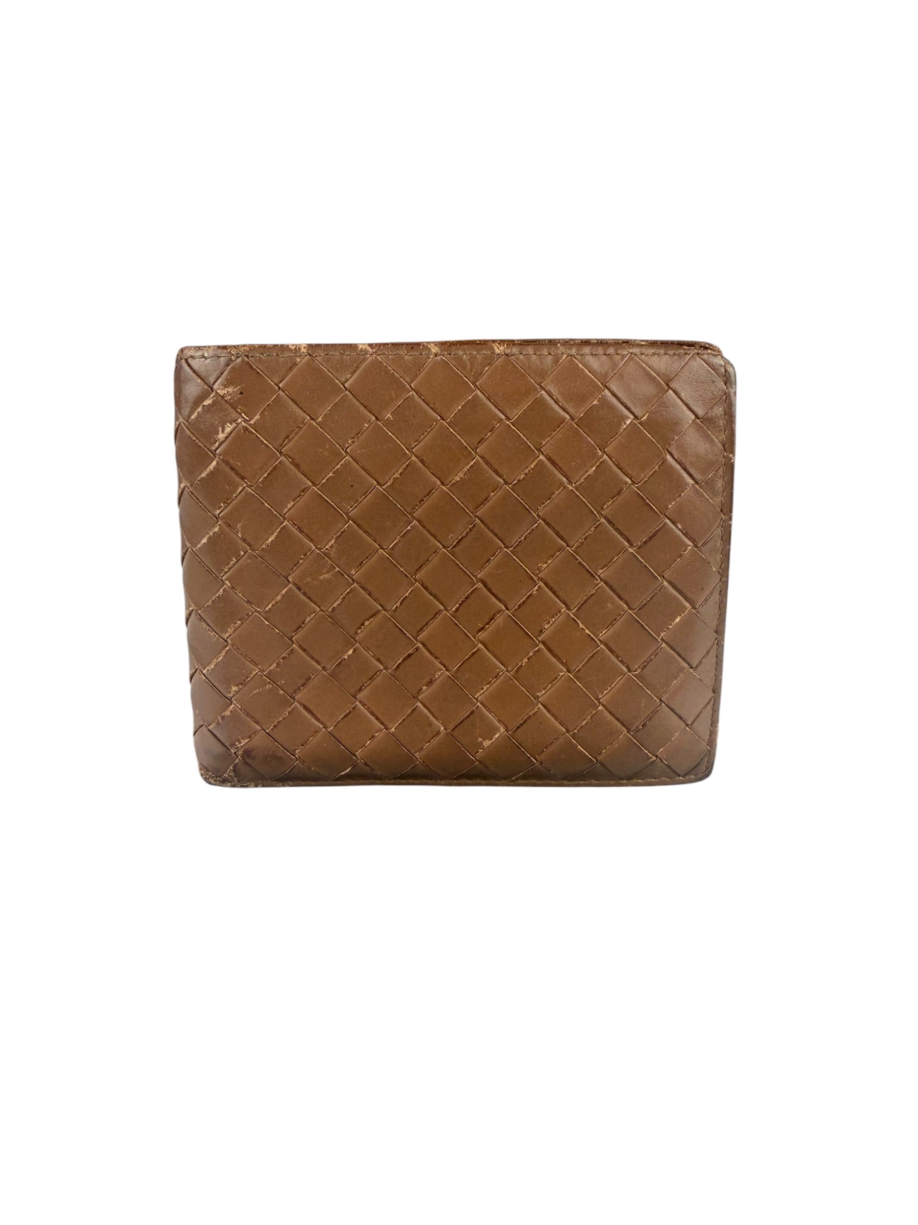 Bottega Veneta Brown Intercciato Bifold Wallet