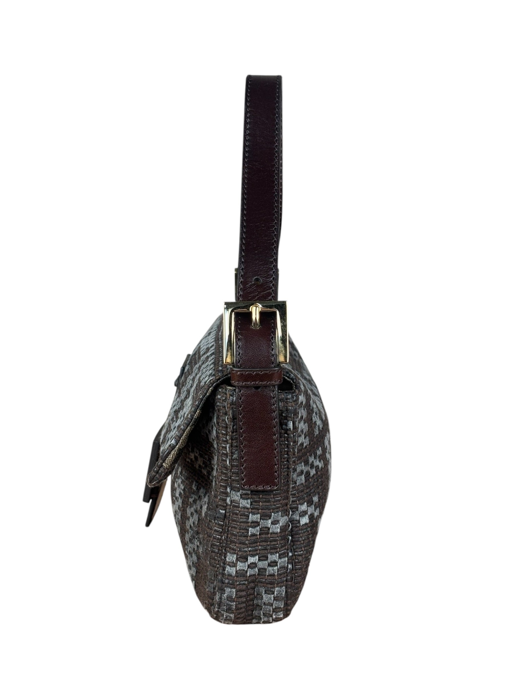 Fendi Vintage Brown/Grey Woven Baguette