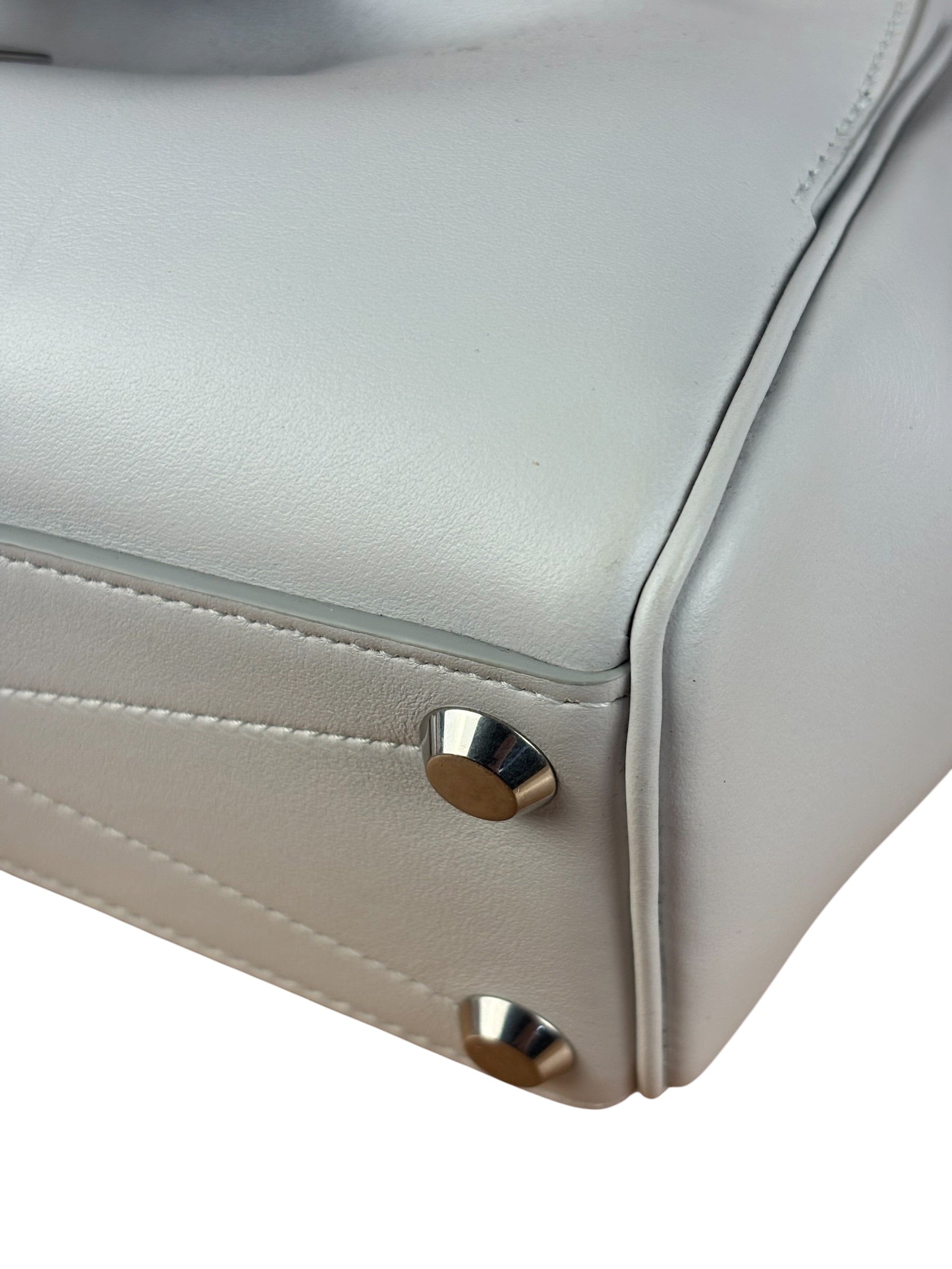 Balenciaga White Leather Bel Air Carry All Handbag