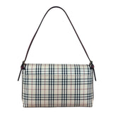 Burberry Burgundy Leather Trim House Check Shoulder Bag