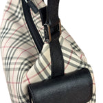 Burberry Black/Beige Saffiano Leather Trim Nova Check Hobo Bag