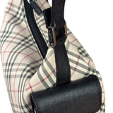 Burberry Black/Beige Saffiano Leather Trim Nova Check Hobo Bag