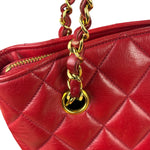 Chanel Vintage Red Quilted Lambskin Shoulder Bag 1989