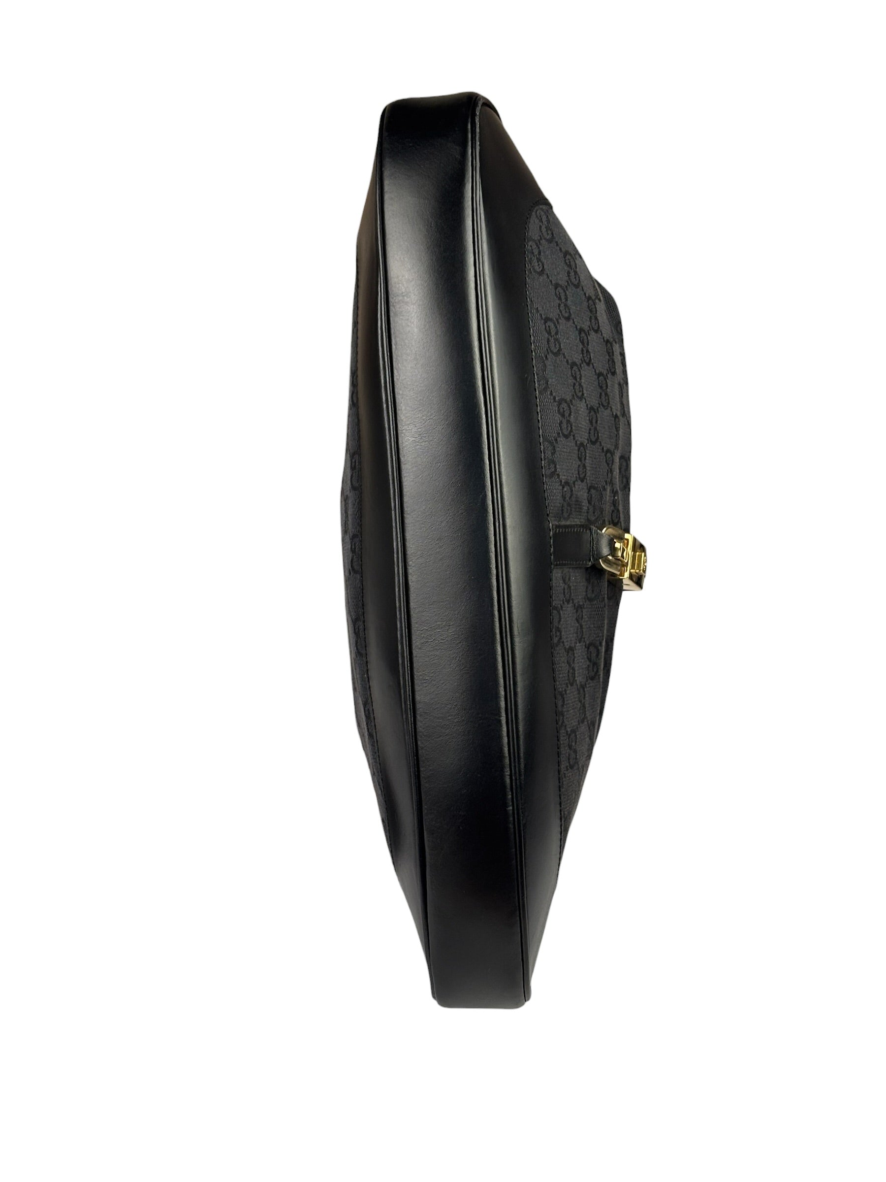Gucci Black/Grey Leather Trim Jackie Hobo Bag