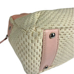Chanel Cream/Pink Leather Lax Crochet Bowler Shoulder Bag 2004