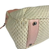 Chanel Cream/Pink Leather Lax Crochet Bowler Shoulder Bag 2004