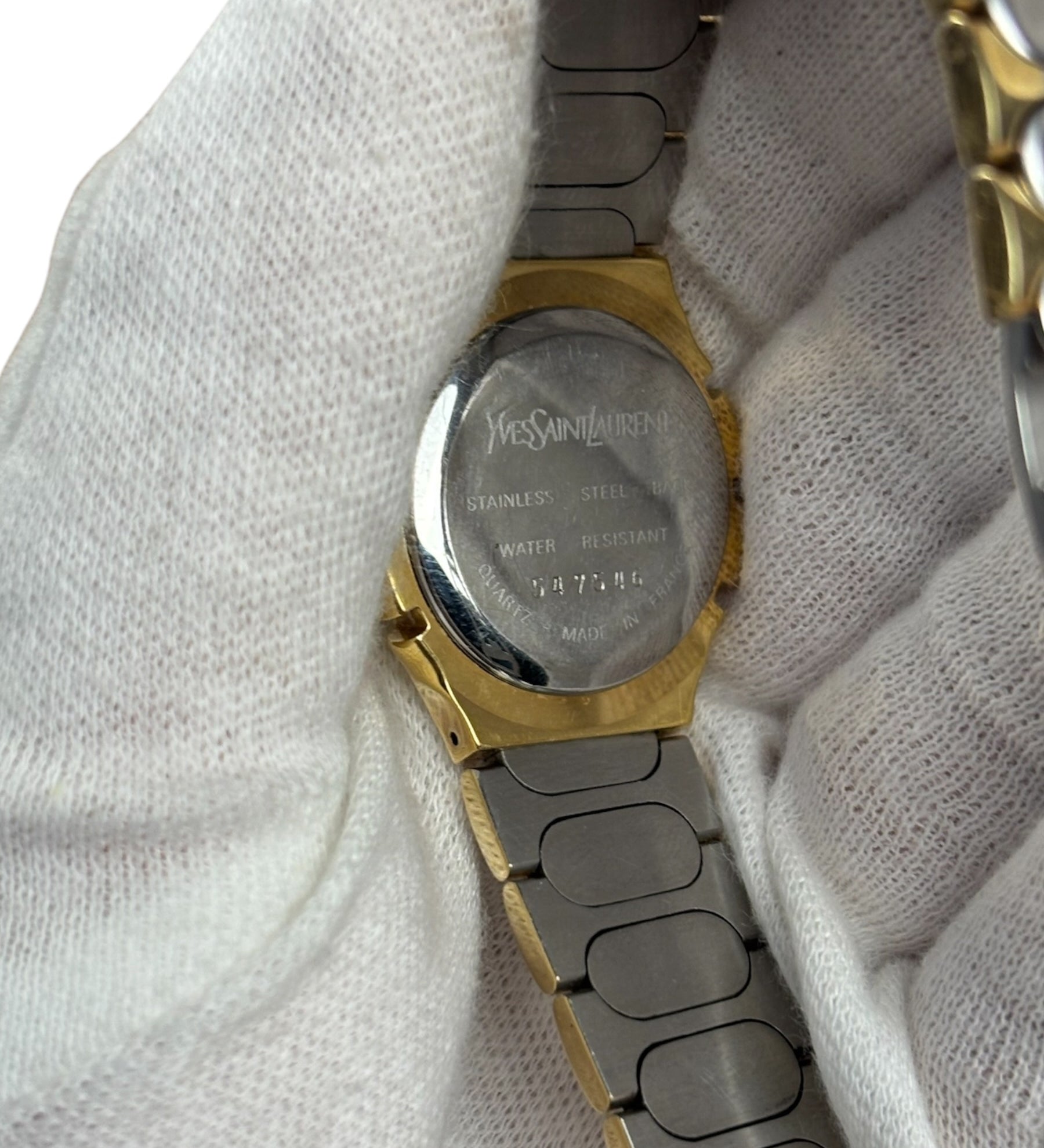 YSL 2 Tone Round Dial Navy Bezel