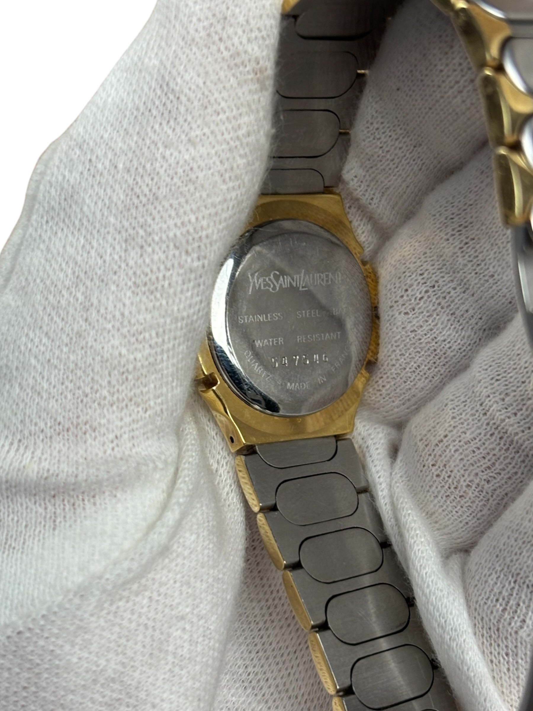 YSL 2 Tone Round Dial Navy Bezel