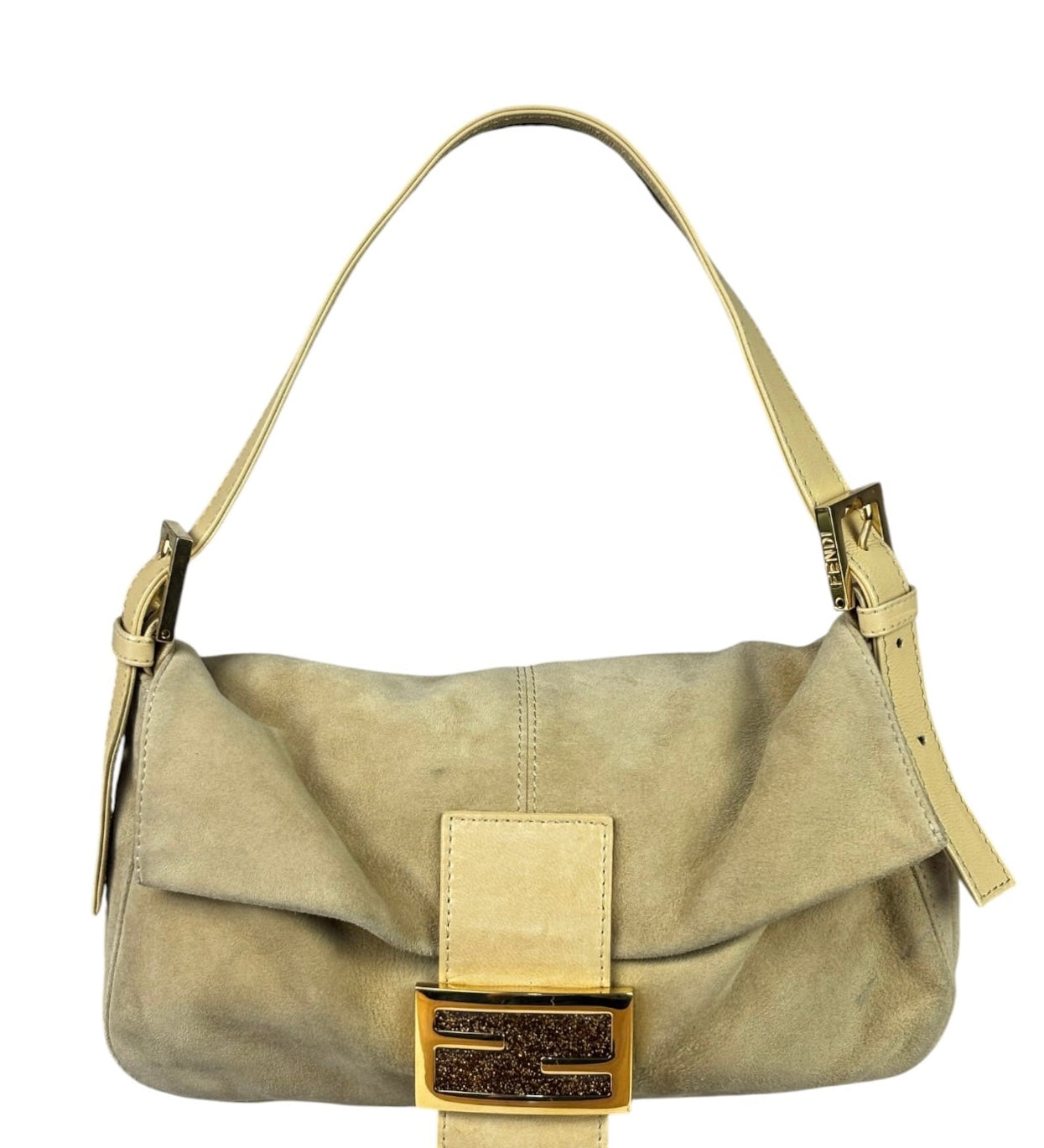 Fendi Beige Suede/Leather Trim Baguette