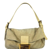 Fendi Beige Suede/Leather Trim Baguette