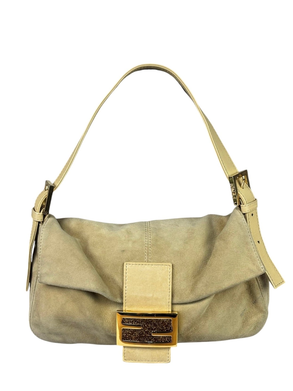 Fendi Beige Suede/Leather Trim Baguette