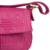 Fendi Pink Leather Logo Embossed Baguette