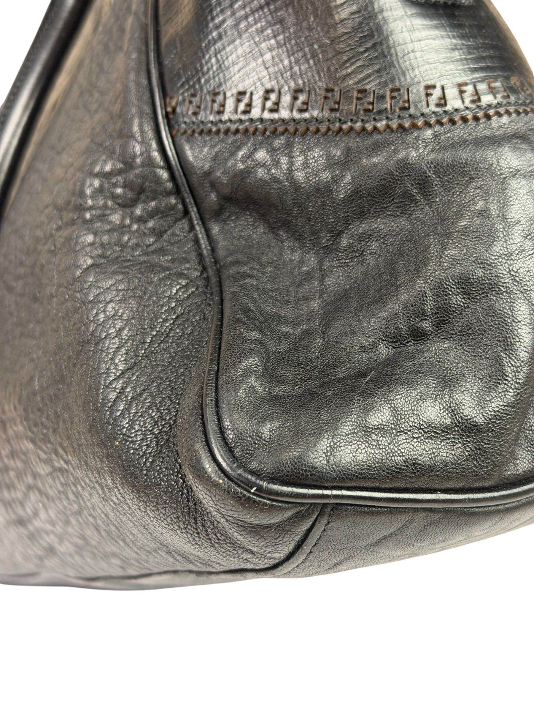 Fendi Black Leather Etniko Du Jour Shoulder Bag