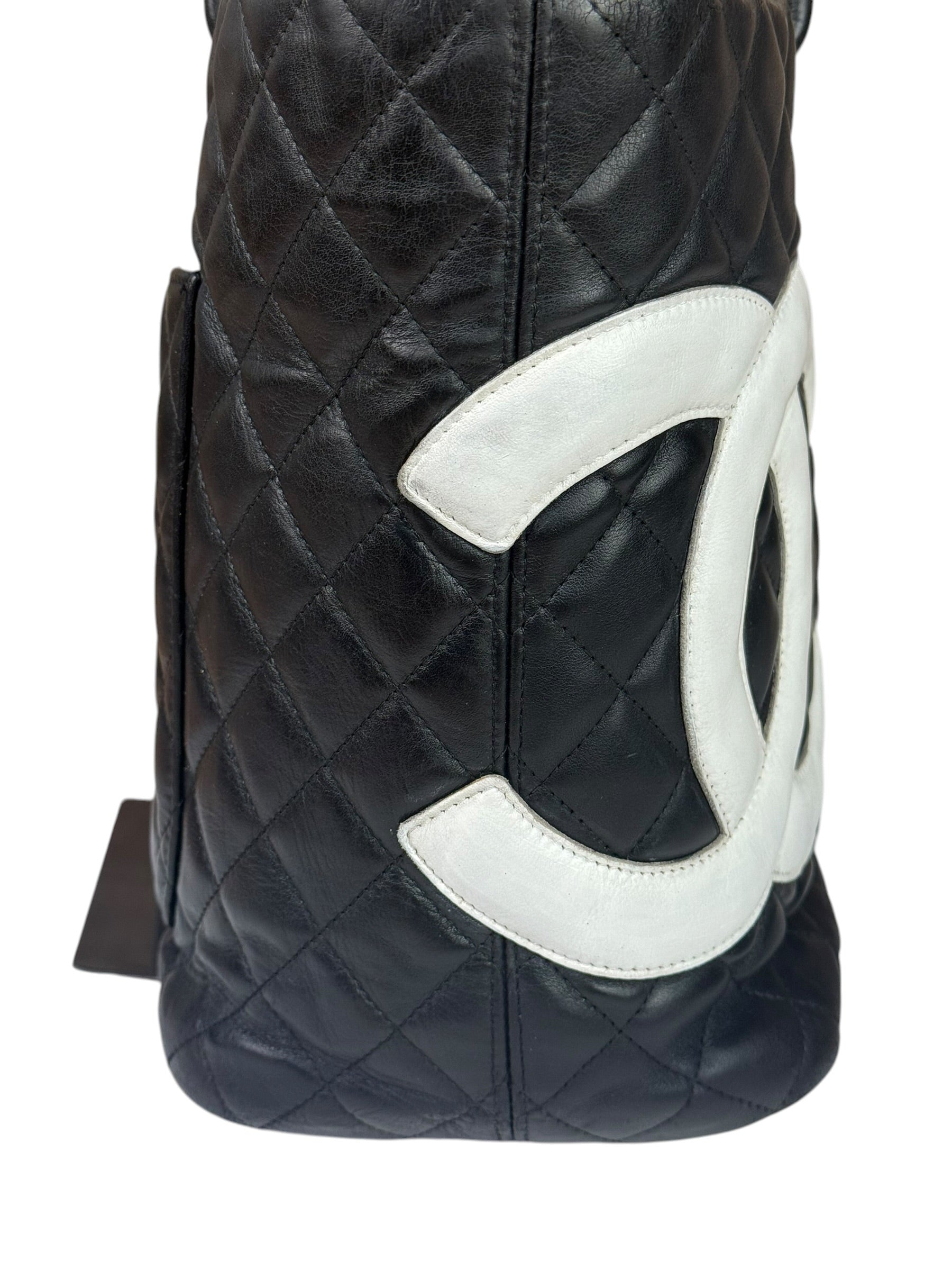 Chanel Black Quilted Leather Ligne Cambon Tote Bag 2004