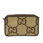 Gucci Brown Leather Trim Jumbo GG Mini Crossbody