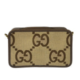 Gucci Brown Leather Trim Jumbo GG Mini Crossbody