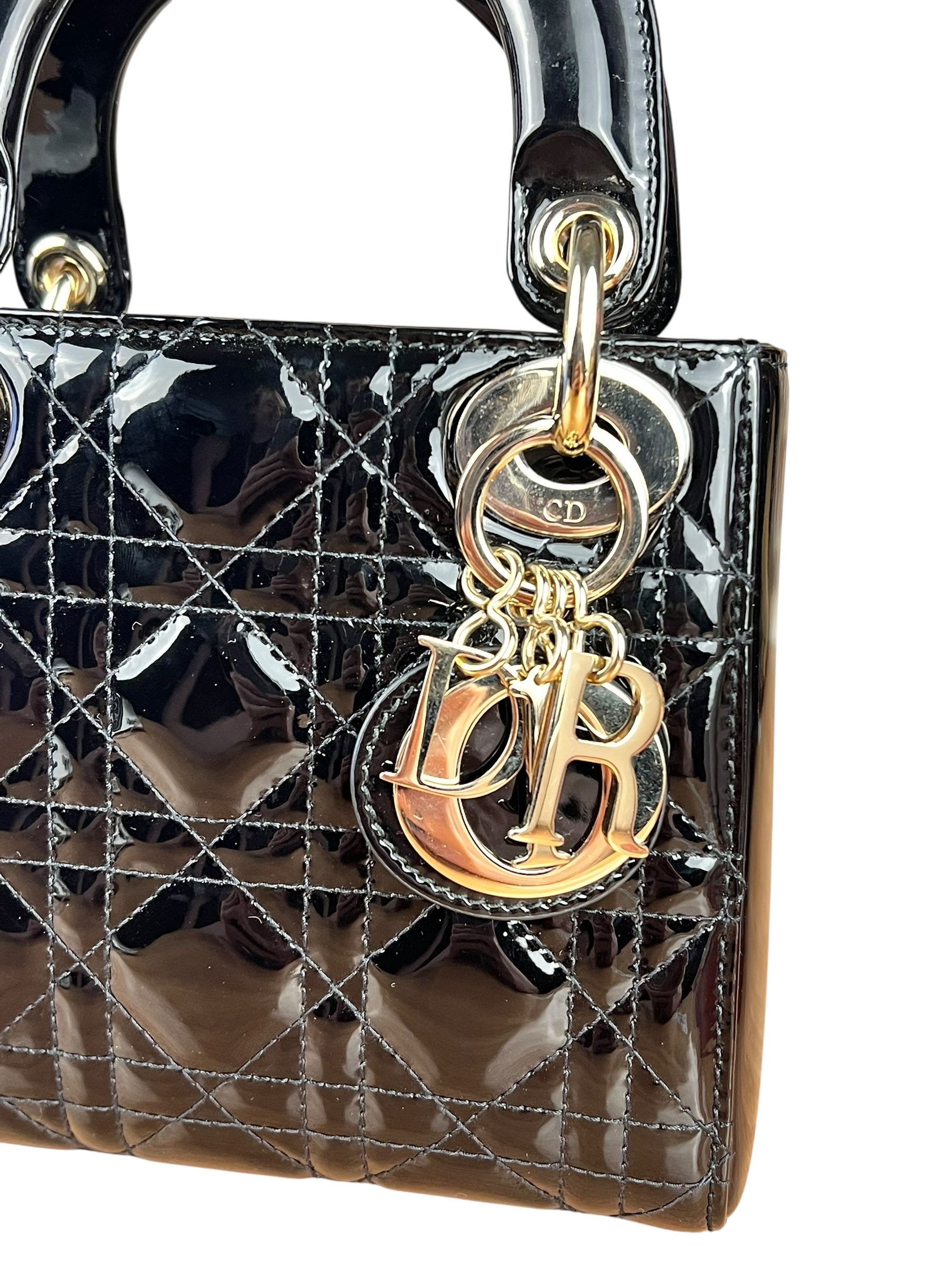 Dior Patent Cannage Mini Lady Dior Black