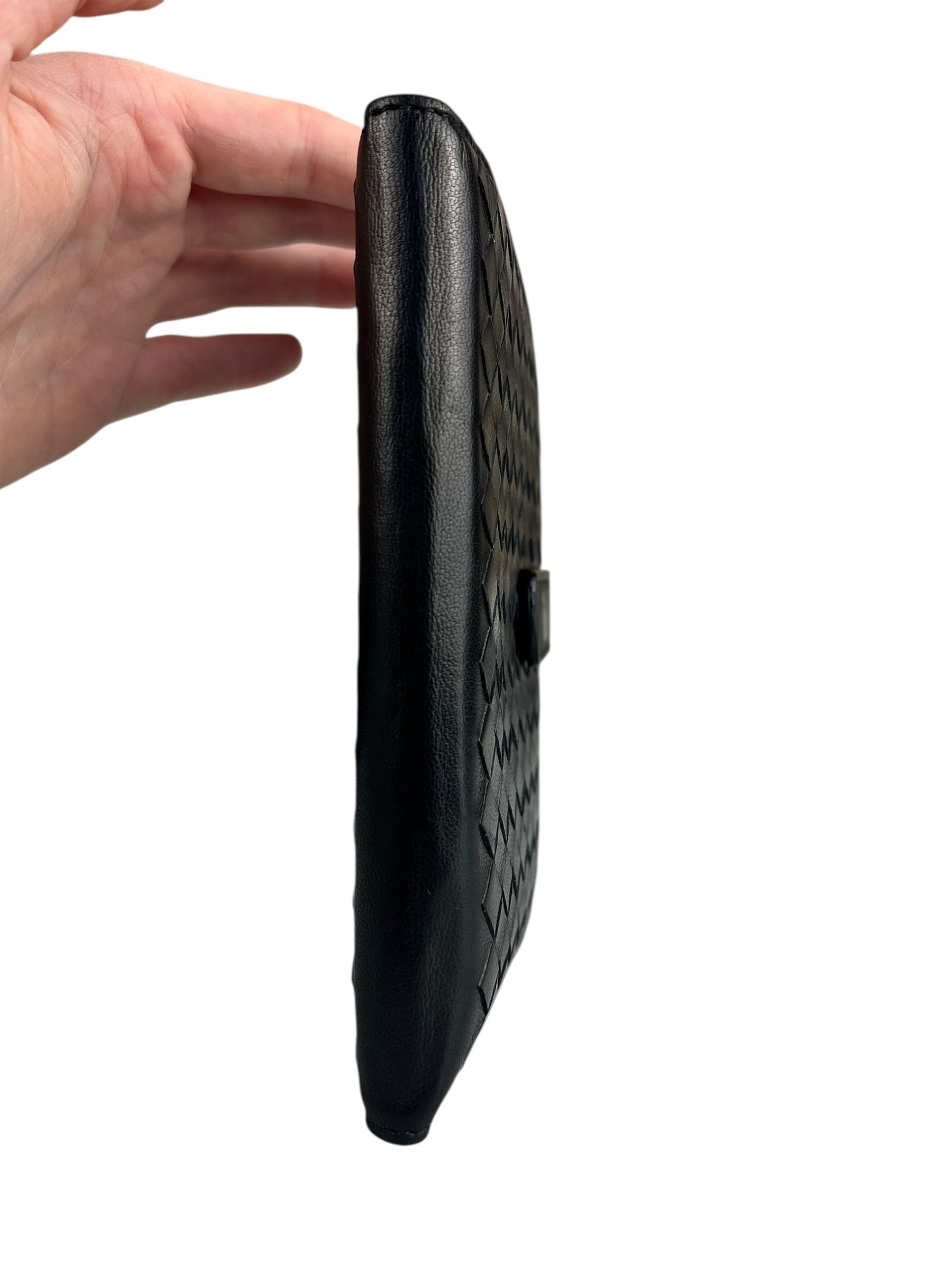 Bottega Veneta Intercciato Black Passport Holder