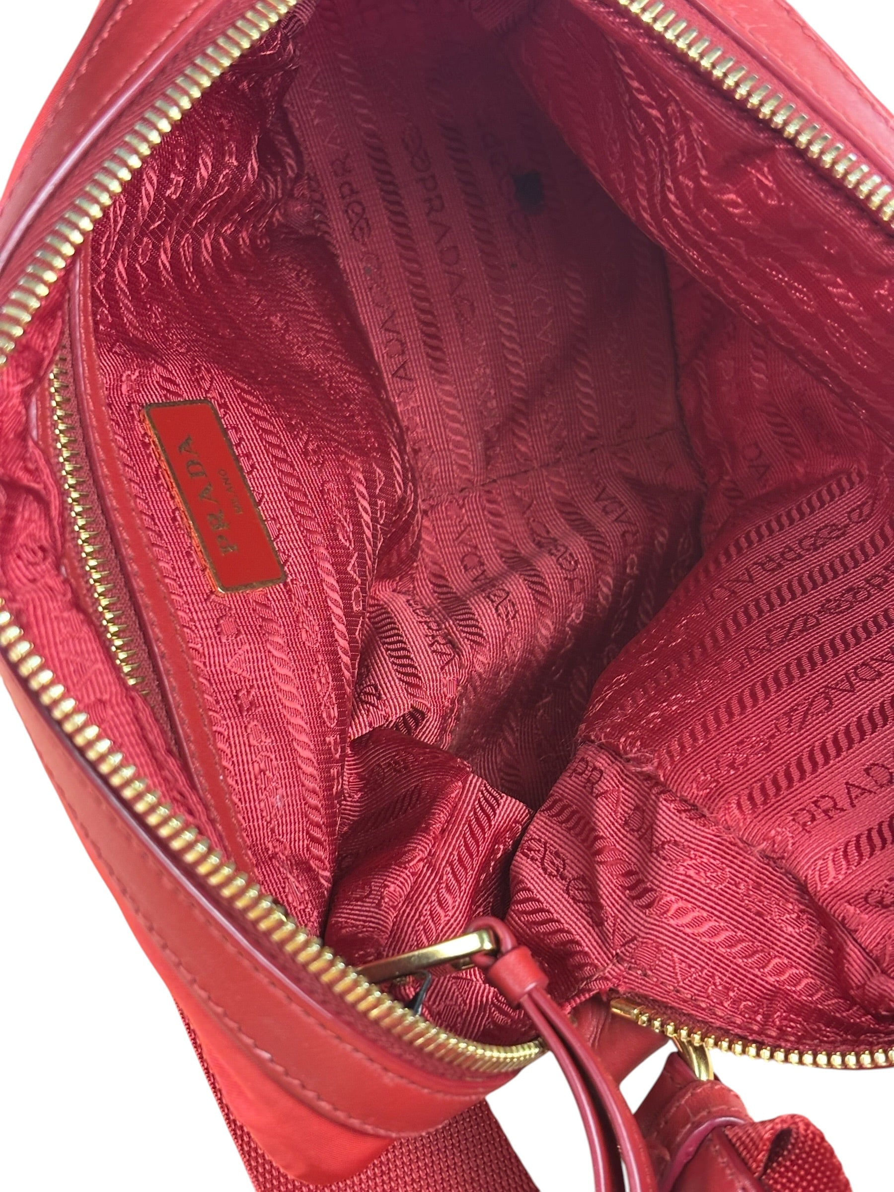 Prada Red Nylon Camera Crossbody Bag
