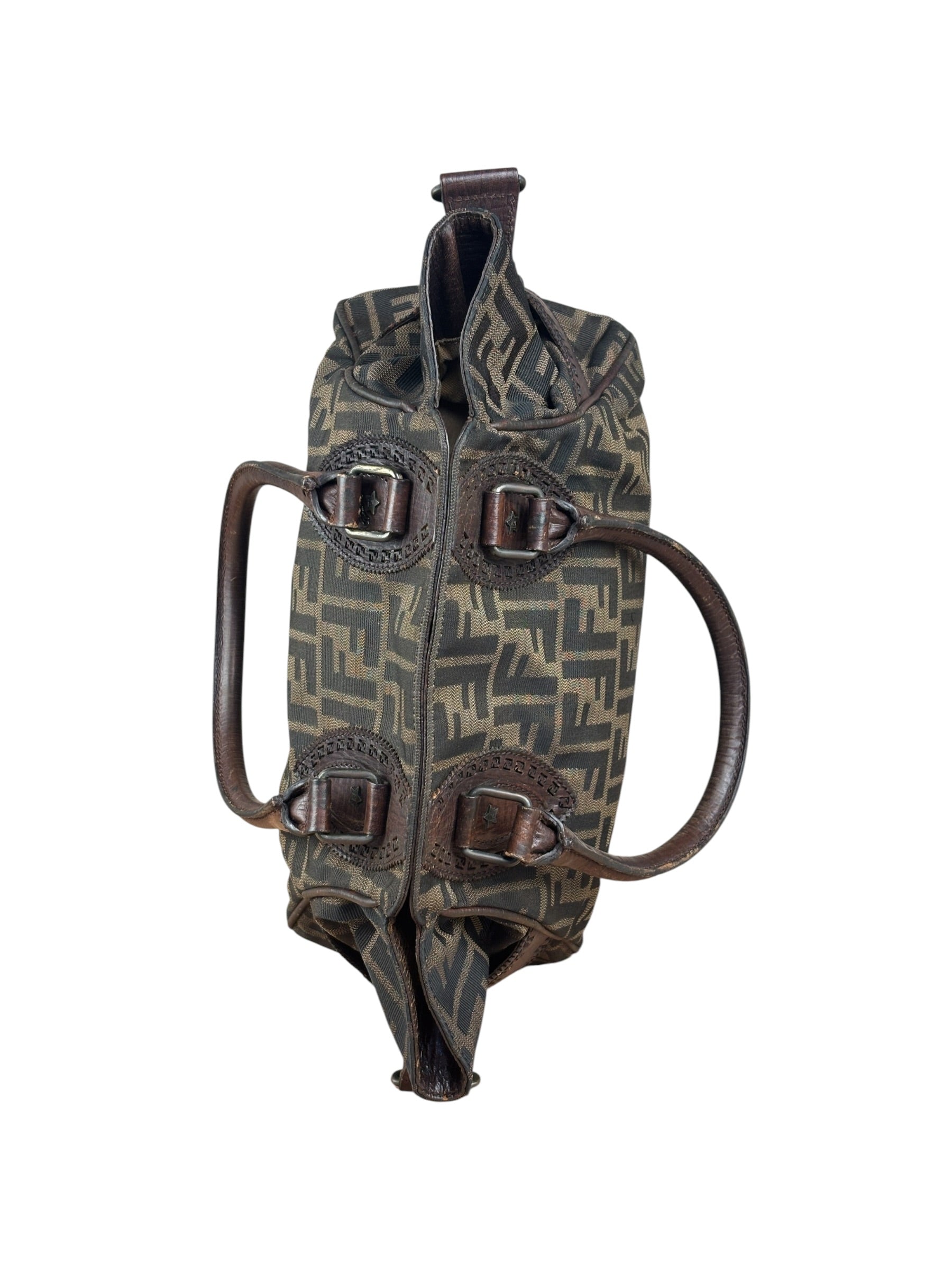 Fendi Leather Trim Zucca Canvas Du Jour Tote Bag
