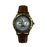 Alba Moon Phase Month Day Date Brown Leather Strap