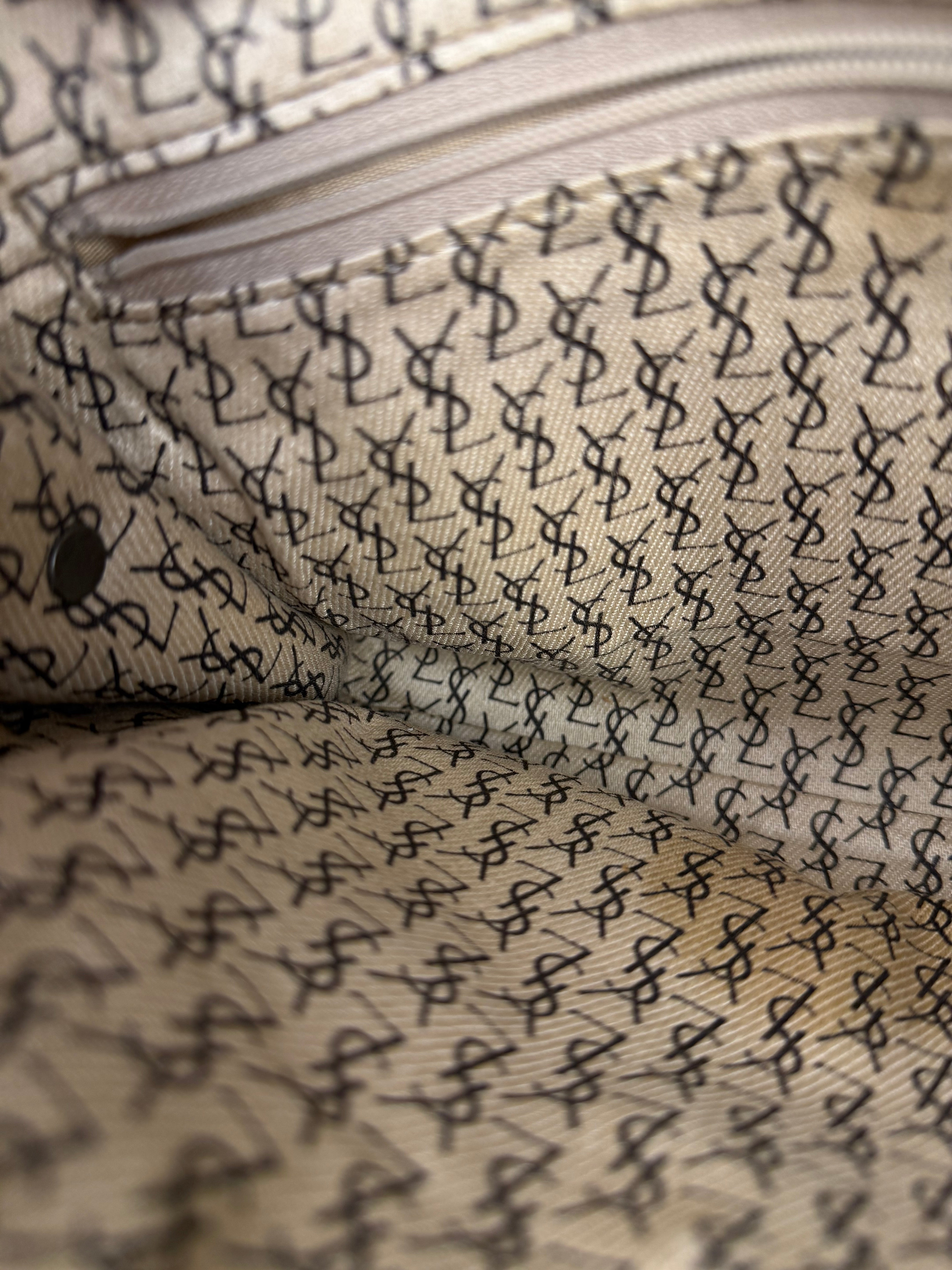 Yves Saint Lauren Vintage Gray Giraffe Printed Leather Clutch
