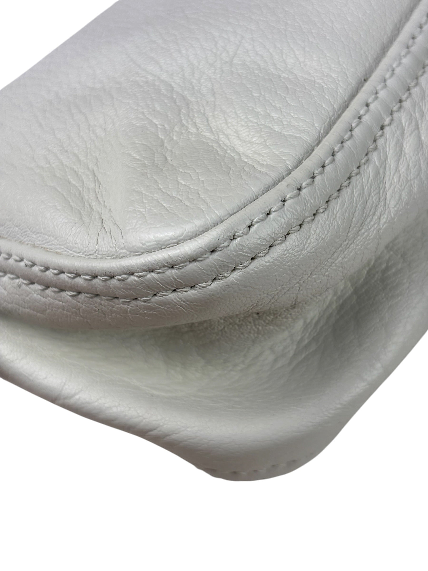 Fendi White Leather Baguette