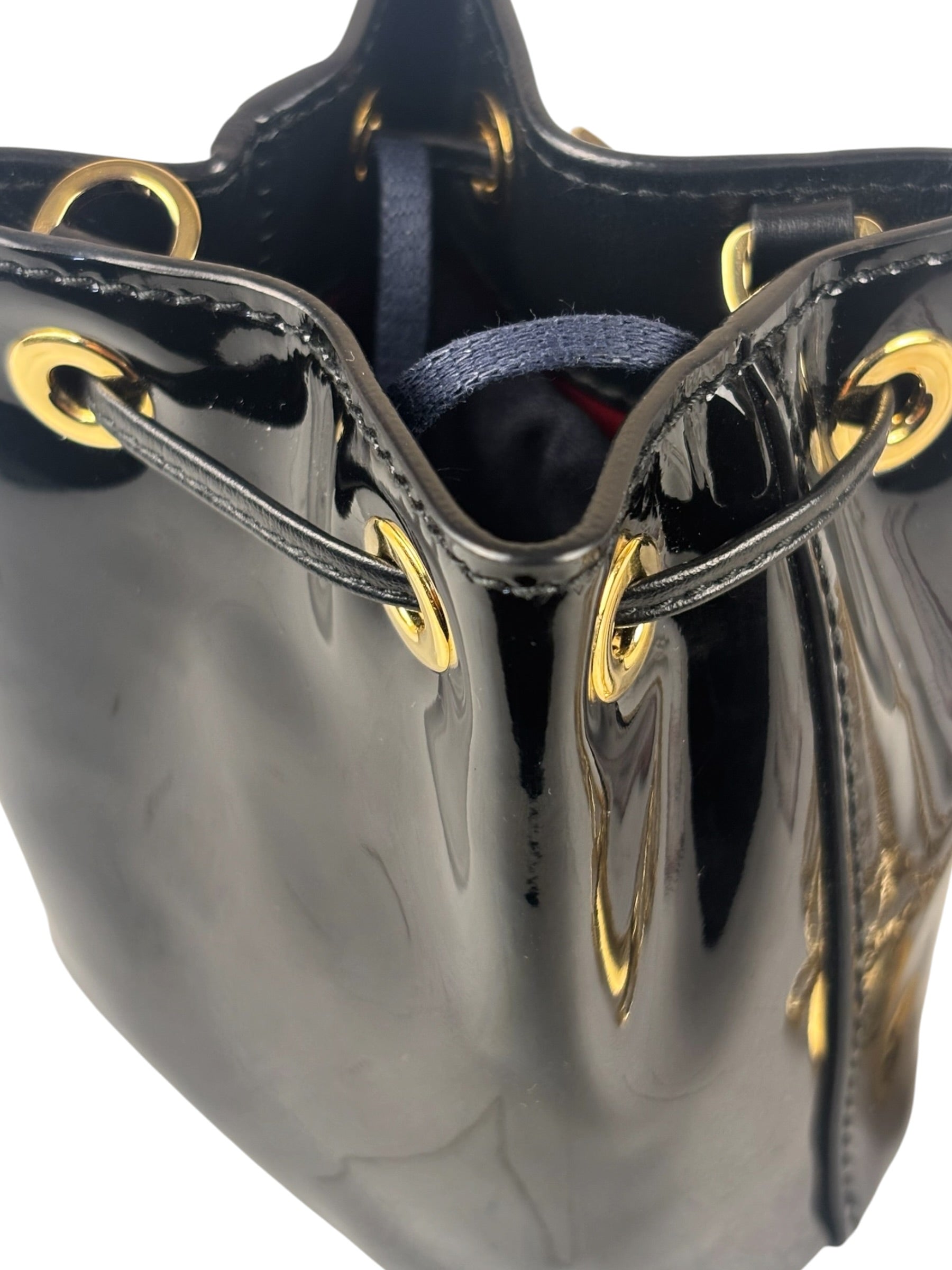 Prada Black Patent Leather Mini Chain Pouch
