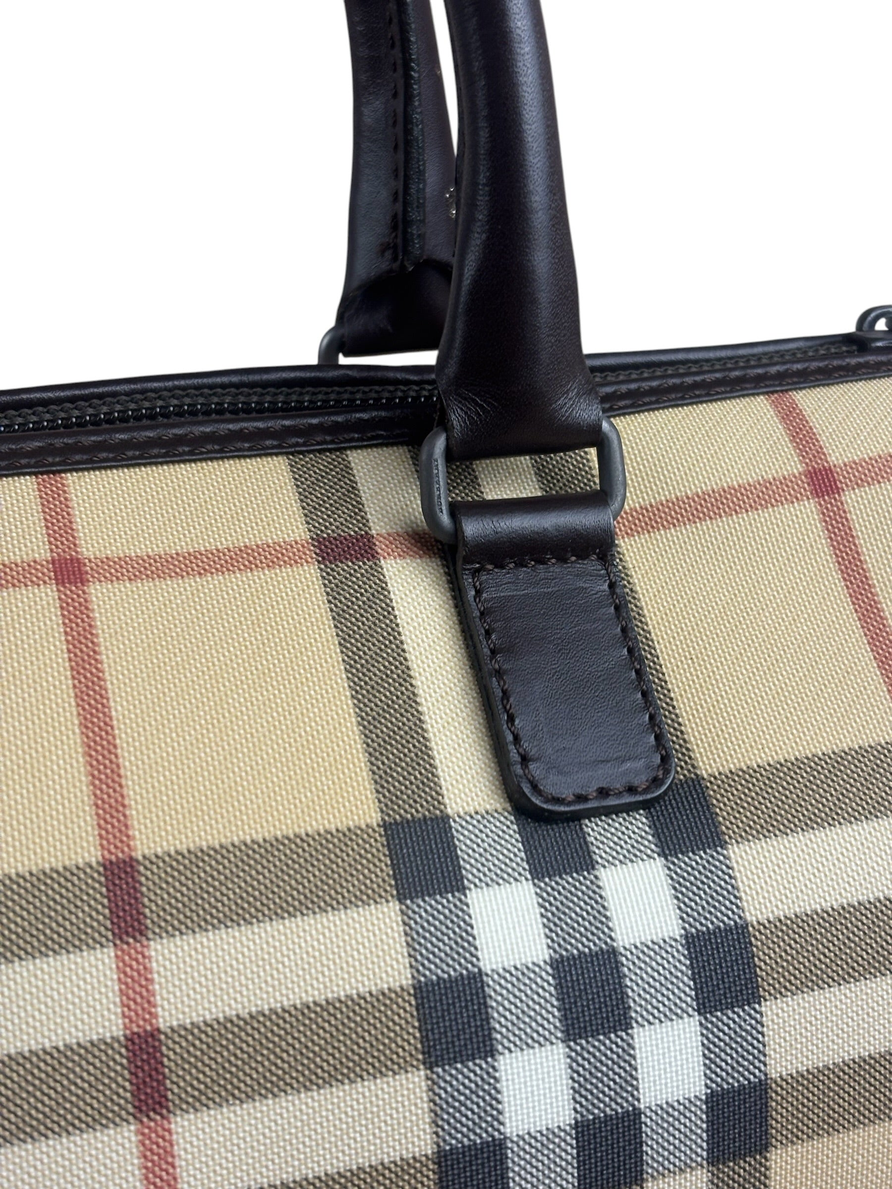 Burberry Leather Trim House Check Small Speedy Handbag