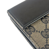 Gucci Black Leather Trim GG Flap Long Wallet