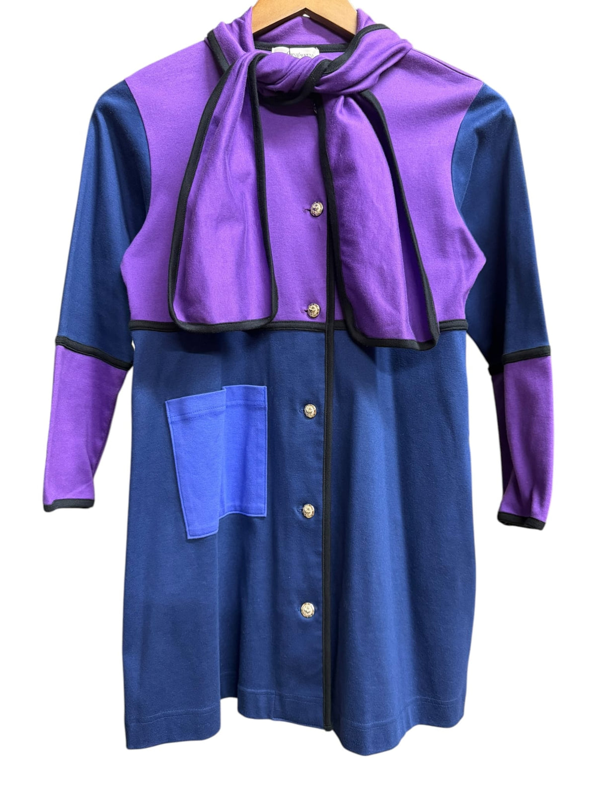 Yves Saint Laurent Kids Purple/Navy Cotton Color-block Jacket