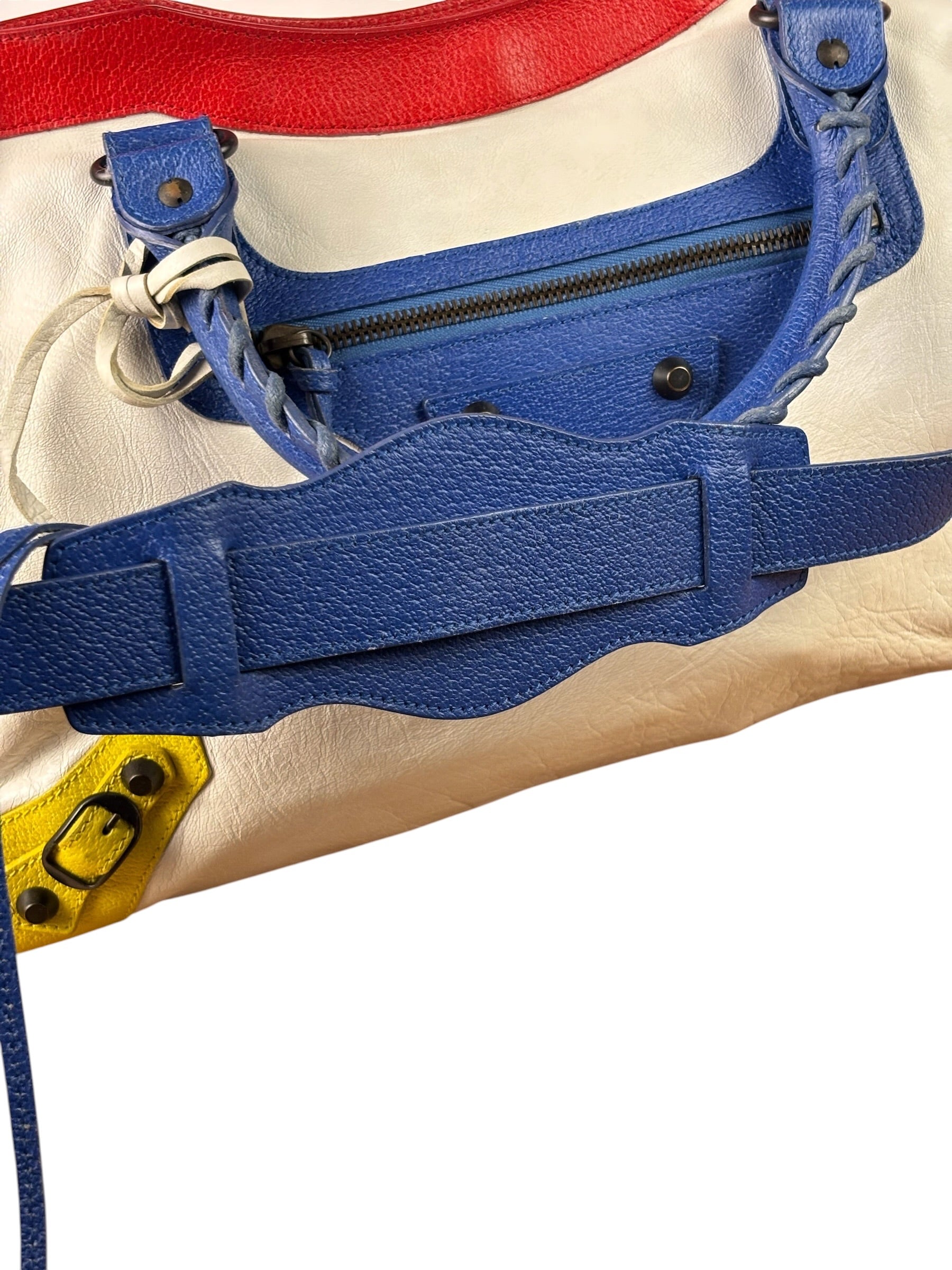 Balenciaga White Multicolor Moto 2Way City Bag