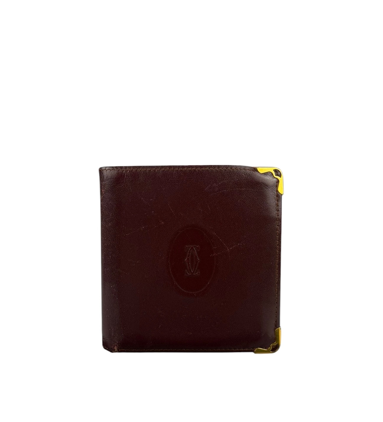 Cartier Vintage Bordeaux Burgundy Leather Bifold Wallet