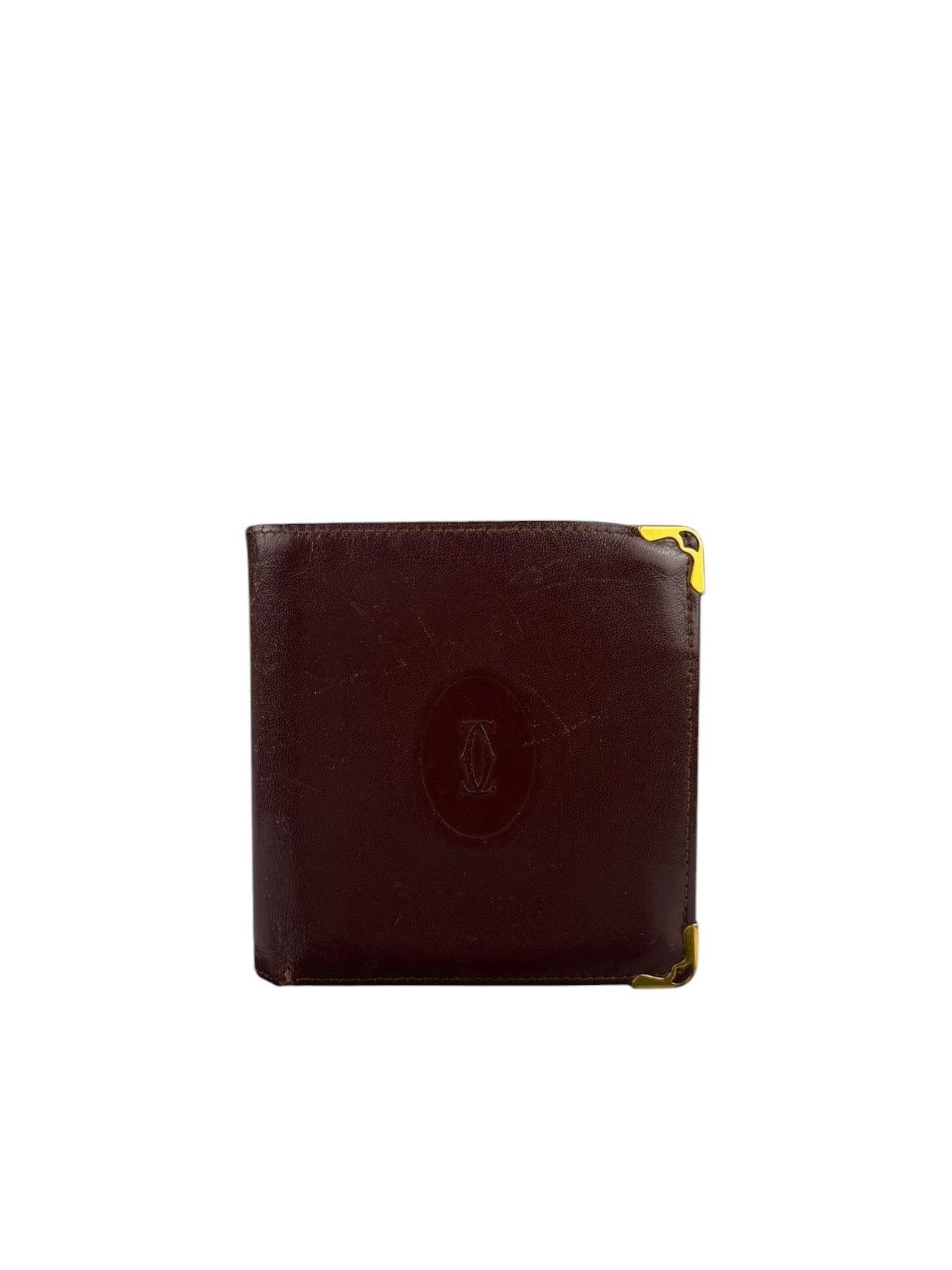 Cartier Vintage Bordeaux Burgundy Leather Bifold Wallet