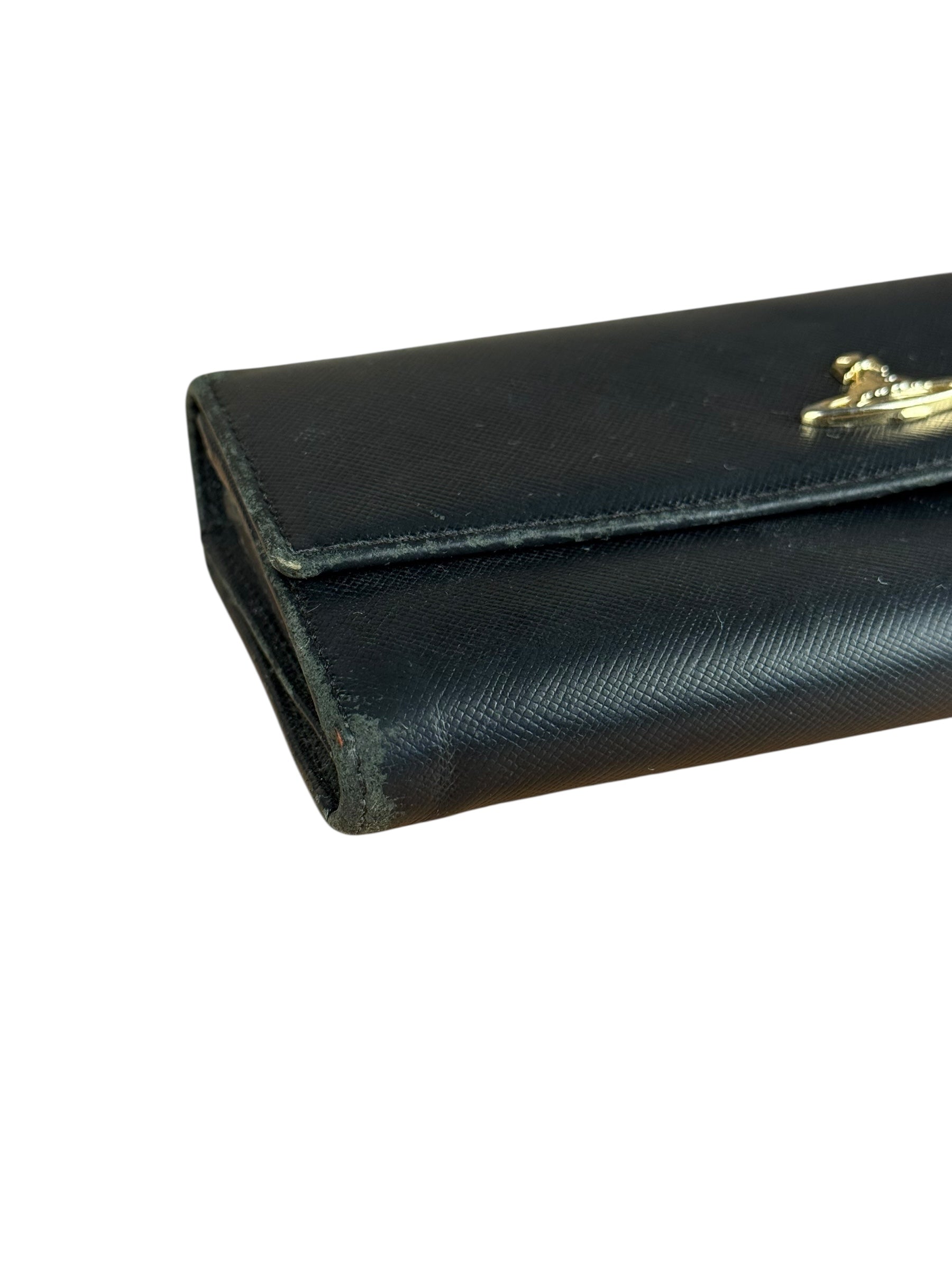Vivienne Westwood Black Leather Emblem Long Wallet