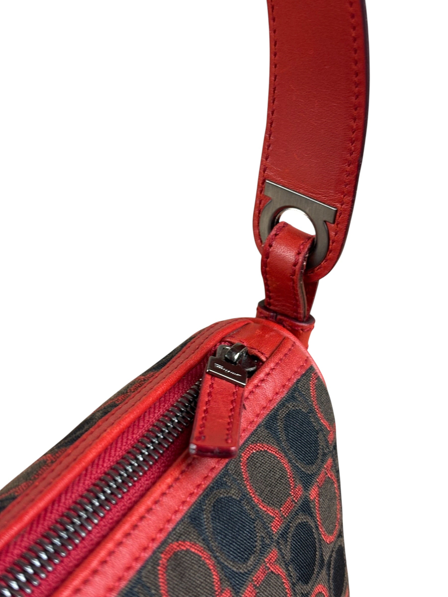 Salvatore Ferragamo Multicolor Leather Trim Monogram Gancini Pochette